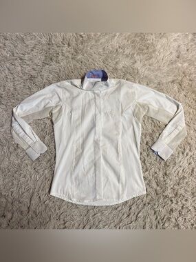 Child’s Size 10 White Equine Couture Long Sleeve Horseback Riding Show Shirt